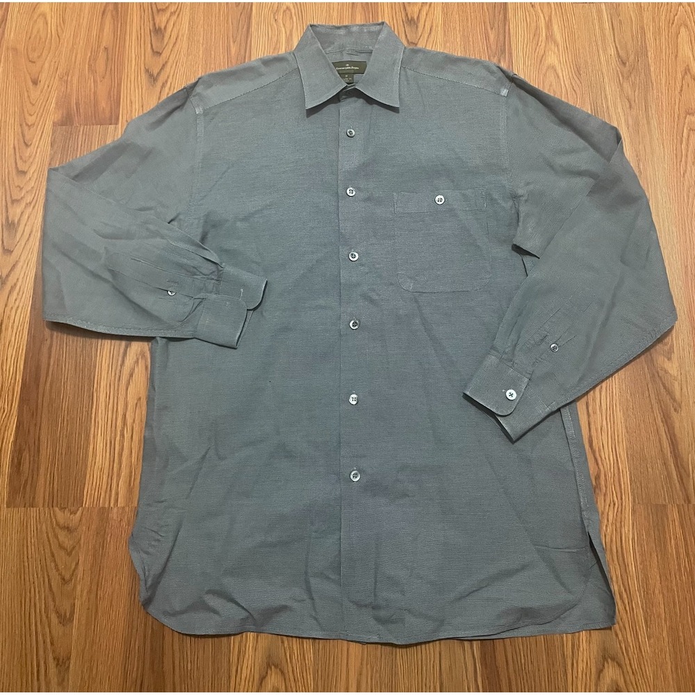 Ermenegildo Zegna Shirt Mens Medium Micro Check Made Italy‎ Long Sleeve
